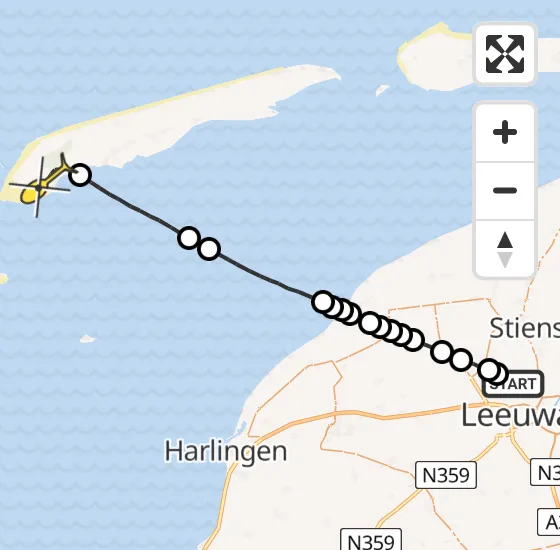 Vlucht Ambulancehelikopter PH-OOP van Vliegbasis Leeuwarden naar West-Terschelling op zaterdag 9 november 2024 15:39