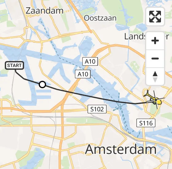 Vlucht Traumahelikopter PH-LLN van Amsterdam Heliport naar Amsterdam op zondag 10 november 2024 11:29