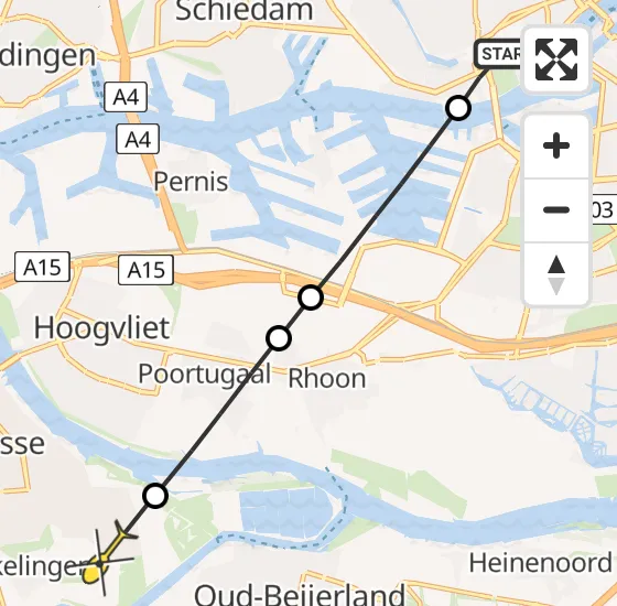 Vlucht Traumahelikopter PH-HVB van Erasmus MC naar Hekelingen op zondag 10 november 2024 11:30