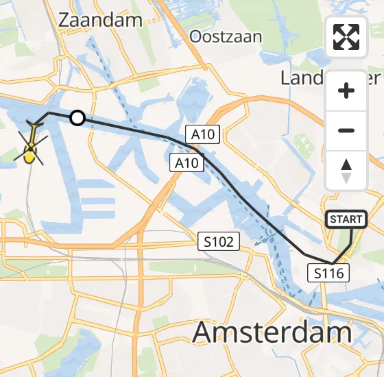 Vlucht Traumahelikopter PH-LLN van Amsterdam naar Amsterdam Heliport op zondag 10 november 2024 11:48