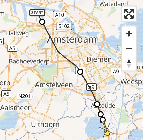 Vlucht Traumahelikopter PH-LLN van Amsterdam Heliport naar Baambrugge op zondag 10 november 2024 12:16