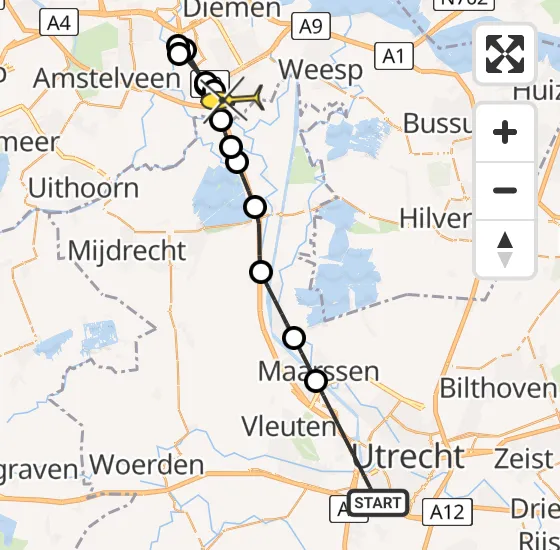 Vlucht Traumahelikopter PH-LLN van Utrecht naar Academisch Medisch Centrum (AMC) op zondag 10 november 2024 13:00