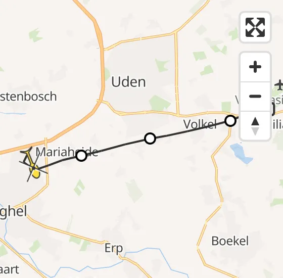 Vlucht Traumahelikopter PH-MAA van Vliegbasis Volkel naar Veghel op zondag 10 november 2024 13:48