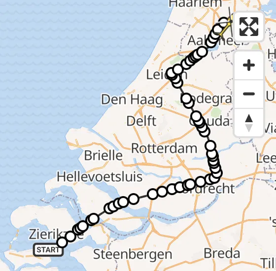 Vlucht Politiehelikopter PH-PXD van Zierikzee naar Schiphol op zondag 10 november 2024 13:52