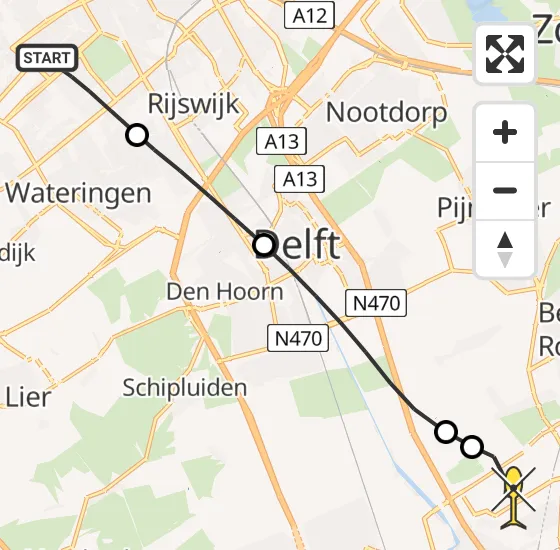 Vlucht Traumahelikopter PH-HVB van Den Haag naar Rotterdam The Hague Airport op zondag 10 november 2024 14:03