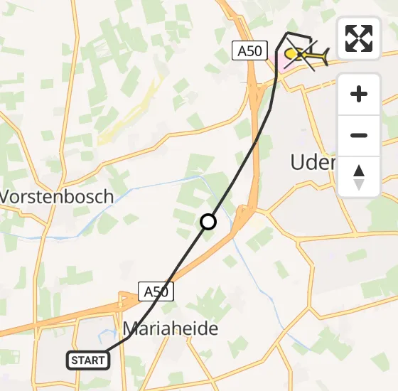 Vlucht Traumahelikopter PH-MAA van Veghel naar Uden op zondag 10 november 2024 14:21