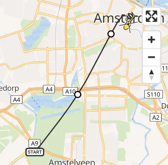 Vlucht Politiehelikopter PH-PXA van Amstelveen naar Amsterdam op zondag 10 november 2024 15:03