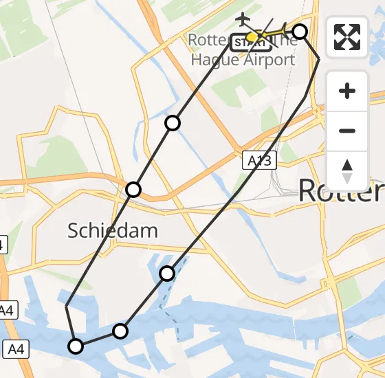 Vlucht Traumahelikopter PH-HVB van Rotterdam The Hague Airport naar Rotterdam The Hague Airport op zondag 10 november 2024 15:34