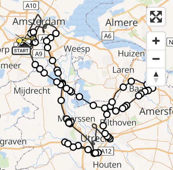 Vlucht Politiehelikopter PH-PXZ van Amstelveen naar Amstelveen op zondag 10 november 2024 16:30