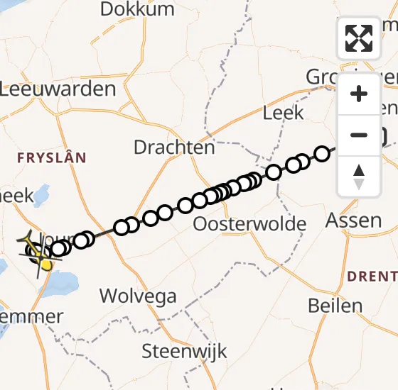 Vlucht Traumahelikopter PH-TTR van Groningen Airport Eelde naar Legemeer op zondag 10 november 2024 17:44