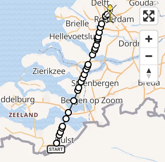 Vlucht Traumahelikopter PH-HVB van Koewacht naar Rotterdam The Hague Airport op zondag 10 november 2024 18:08