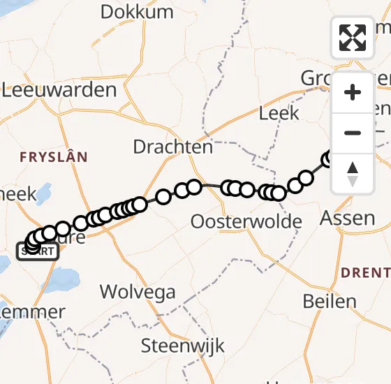 Vlucht Traumahelikopter PH-TTR van Legemeer naar Groningen Airport Eelde op zondag 10 november 2024 18:37