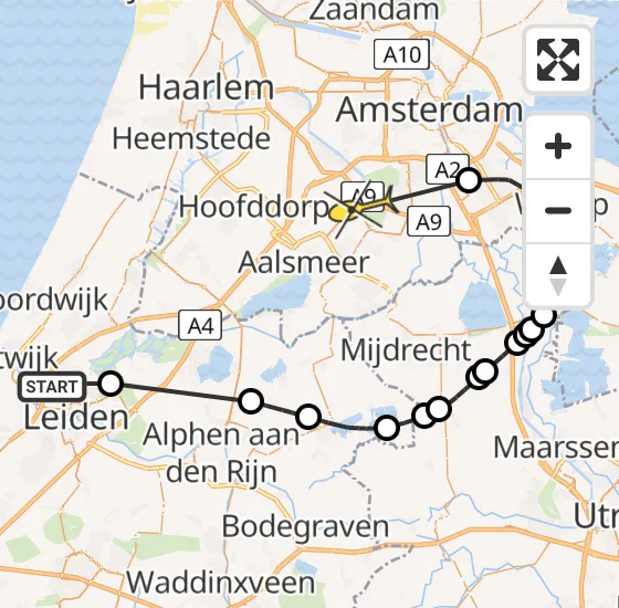 Vlucht Politiehelikopter PH-PXB van Oegstgeest naar Amstelveen op maandag 11 november 2024 9:56