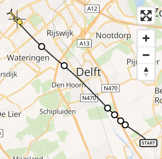 Vlucht Traumahelikopter PH-HVB van Rotterdam The Hague Airport naar Den Haag op dinsdag 12 november 2024 10:08