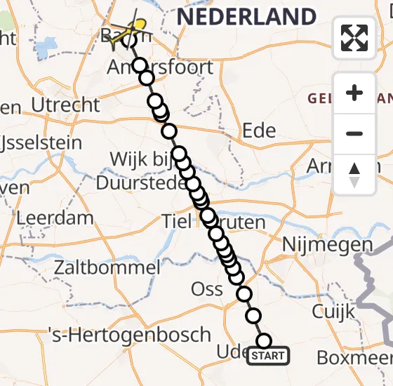 Vlucht Traumahelikopter PH-MAA van Vliegbasis Volkel naar Baarn op dinsdag 12 november 2024 12:48