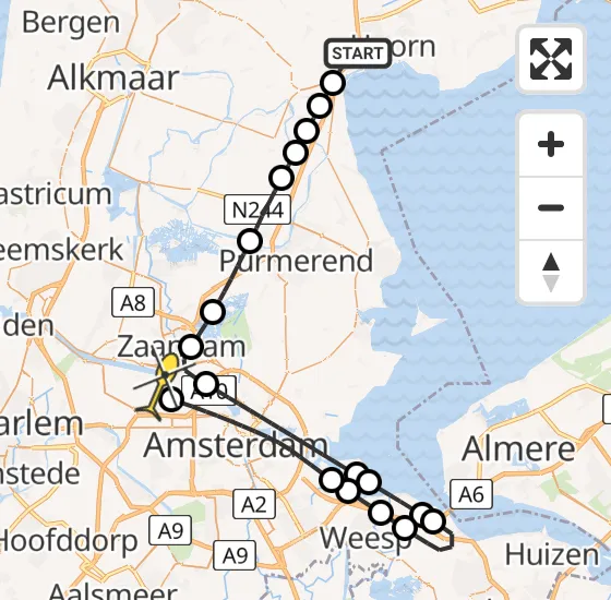 Vlucht Traumahelikopter PH-LLN van Berkhout naar Amsterdam Heliport op dinsdag 12 november 2024 12:56