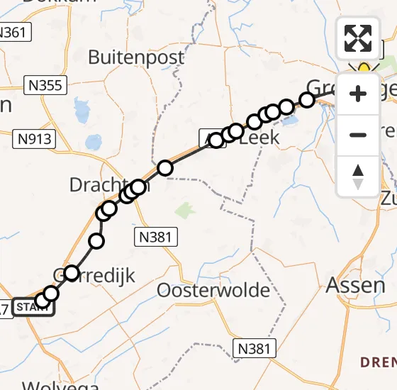 Vlucht Traumahelikopter PH-TTR van Heerenveen naar Universitair Medisch Centrum Groningen op dinsdag 12 november 2024 13:09