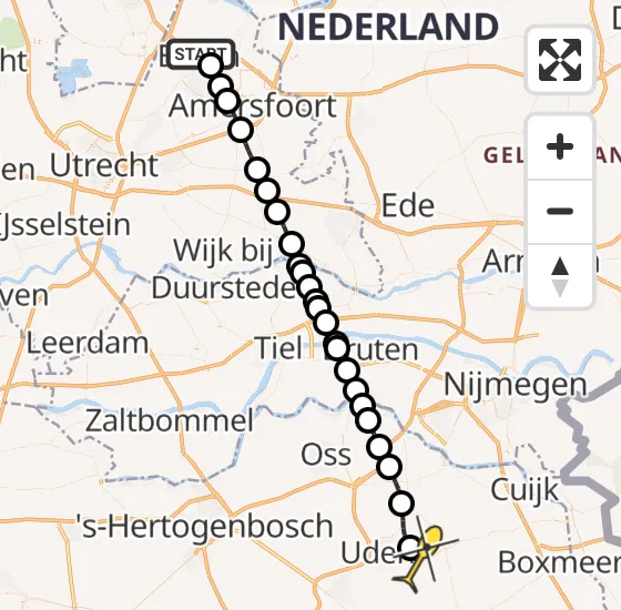 Vlucht Traumahelikopter PH-MAA van Baarn naar Vliegbasis Volkel op dinsdag 12 november 2024 13:09