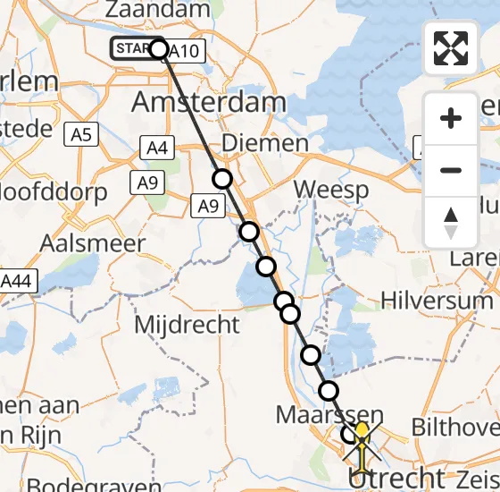 Vlucht Traumahelikopter PH-LLN van Amsterdam Heliport naar Utrecht op dinsdag 12 november 2024 13:39