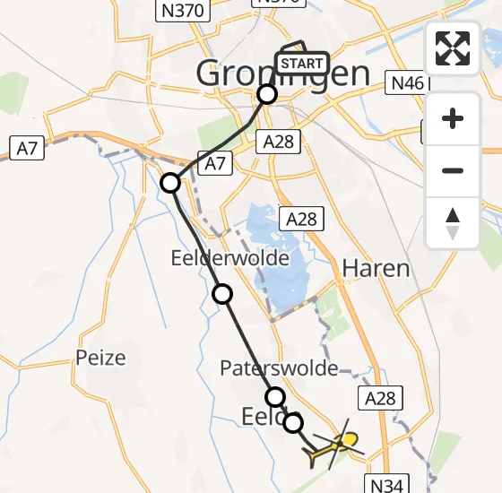 Vlucht Traumahelikopter PH-TTR van Universitair Medisch Centrum Groningen naar Groningen Airport Eelde op dinsdag 12 november 2024 13:55