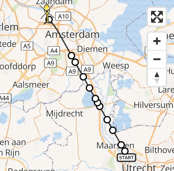 Vlucht Traumahelikopter PH-LLN van Utrecht naar Amsterdam Heliport op dinsdag 12 november 2024 14:07