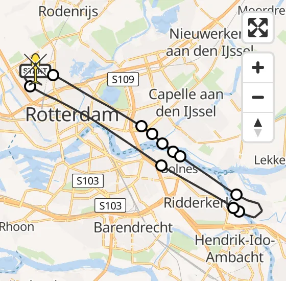 Vlucht Traumahelikopter PH-HVB van Rotterdam The Hague Airport naar Rotterdam The Hague Airport op dinsdag 12 november 2024 15:16