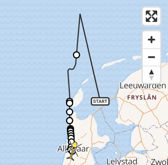 Vlucht Kustwachthelikopter PH-SAR van Harlingen naar Alkmaar op dinsdag 12 november 2024 16:08