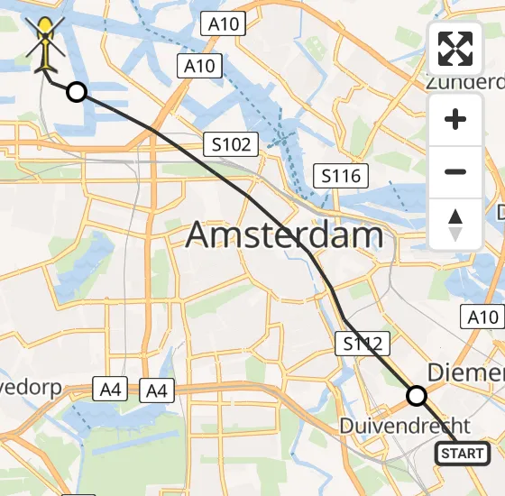 Vlucht Traumahelikopter PH-LLN van Diemen naar Amsterdam Heliport op dinsdag 12 november 2024 16:11