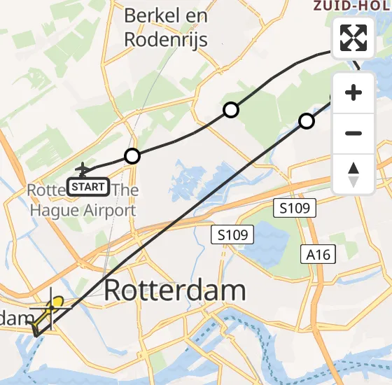 Vlucht Traumahelikopter PH-HVB van Rotterdam The Hague Airport naar Rotterdam op dinsdag 12 november 2024 17:40