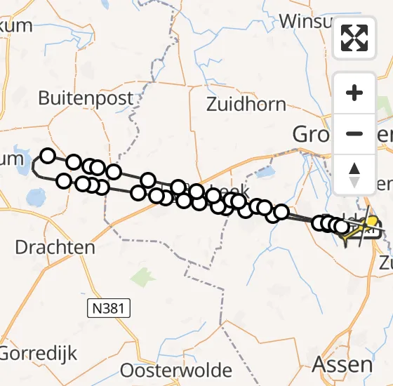 Vlucht Traumahelikopter PH-TTR van Groningen Airport Eelde naar Groningen Airport Eelde op dinsdag 12 november 2024 17:52