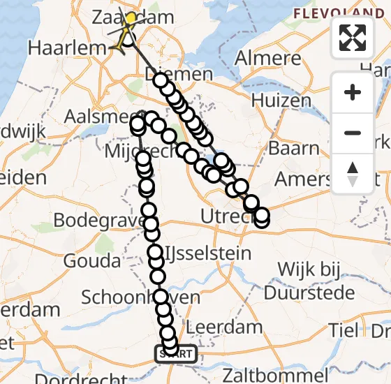 Vlucht Traumahelikopter PH-LLN van Gorinchem naar Amsterdam Heliport op dinsdag 12 november 2024 18:52