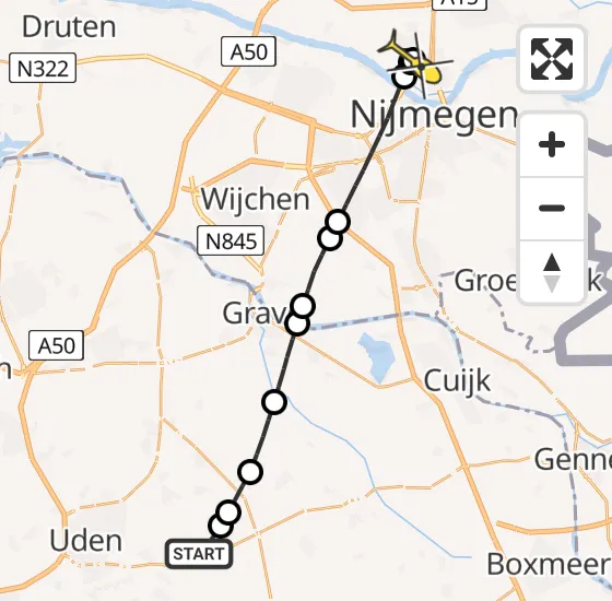 Vlucht Traumahelikopter PH-MAA van Vliegbasis Volkel naar Lent op dinsdag 12 november 2024 21:39