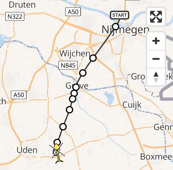 Vlucht Traumahelikopter PH-MAA van Lent naar Vliegbasis Volkel op dinsdag 12 november 2024 22:00