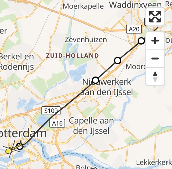 Vlucht Traumahelikopter PH-HVB van Gouda naar Erasmus MC op woensdag 13 november 2024 0:08