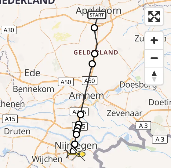 Vlucht Traumahelikopter PH-MAA van Apeldoorn naar Radboud Universitair Medisch Centrum op woensdag 13 november 2024 0:58