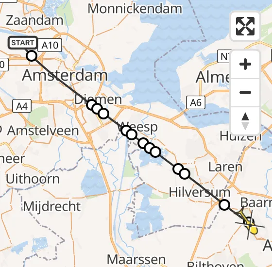 Vlucht Traumahelikopter PH-LLN van Amsterdam Heliport naar Soest op woensdag 13 november 2024 1:26