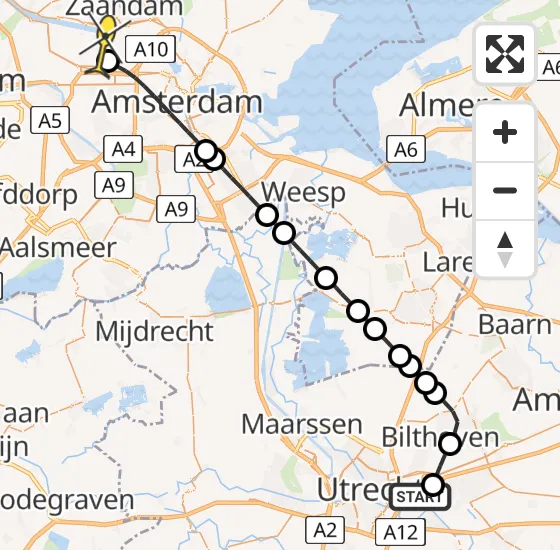 Vlucht Traumahelikopter PH-LLN van Universitair Medisch Centrum Utrecht naar Amsterdam Heliport op woensdag 13 november 2024 2:21