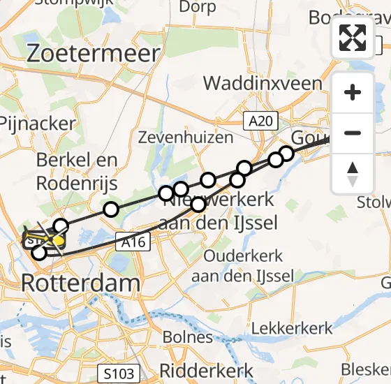 Vlucht Traumahelikopter PH-HVB van Rotterdam The Hague Airport naar Rotterdam The Hague Airport op woensdag 13 november 2024 9:17