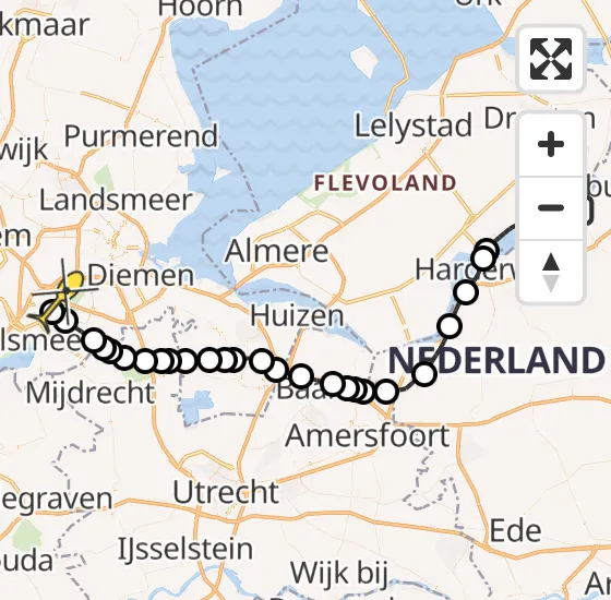 Vlucht Politiehelikopter PH-PXX van Biddinghuizen naar Schiphol op woensdag 13 november 2024 12:08