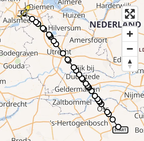 Vlucht Politiehelikopter PH-PXD van Vliegbasis Volkel naar Schiphol op woensdag 13 november 2024 15:44