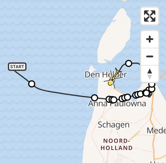 Vlucht Kustwachthelikopter PH-SAR van  naar Den Helder op woensdag 13 november 2024 17:15