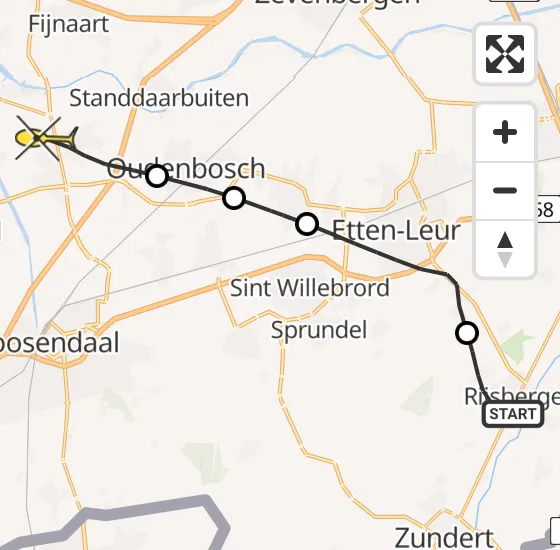 Vlucht Traumahelikopter PH-HVB van Rijsbergen naar Oud Gastel op woensdag 13 november 2024 18:45