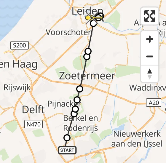 Vlucht Traumahelikopter PH-HVB van Rotterdam The Hague Airport naar Leiden op woensdag 13 november 2024 23:18