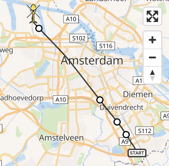 Vlucht Traumahelikopter PH-LLN van Academisch Medisch Centrum (AMC) naar Amsterdam Heliport op donderdag 14 november 2024 0:26