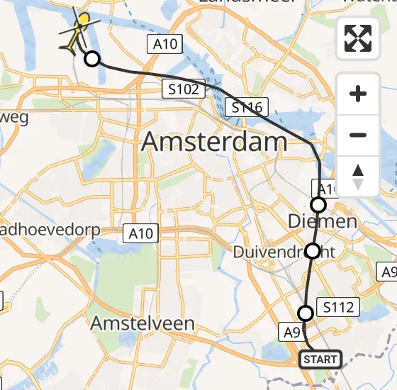 Vlucht Traumahelikopter PH-LLN van Academisch Medisch Centrum (AMC) naar Amsterdam Heliport op donderdag 14 november 2024 11:58