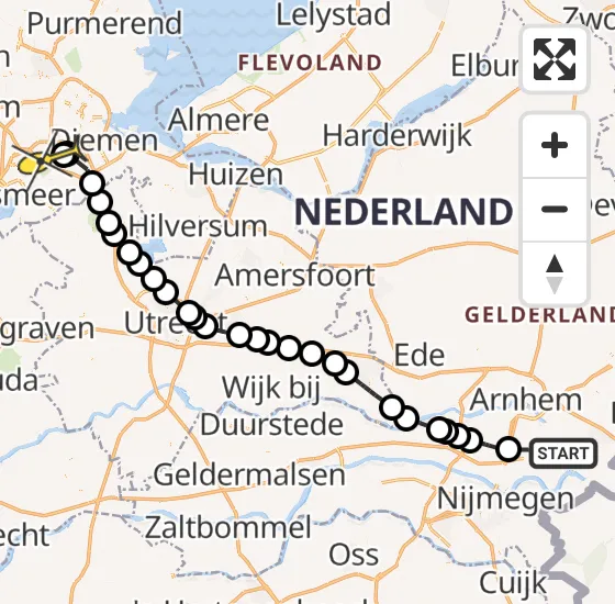 Vlucht Politiehelikopter PH-PXZ van Pannerden naar Amstelveen op donderdag 14 november 2024 12:01