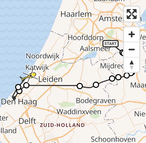 Vlucht Politiehelikopter PH-PXB van Amstelveen naar Wassenaar op donderdag 14 november 2024 12:40