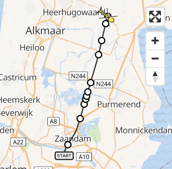 Vlucht Traumahelikopter PH-LLN van Amsterdam Heliport naar Spierdijk op donderdag 14 november 2024 14:02