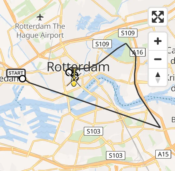 Vlucht Politiehelikopter PH-PXB van Schiedam naar Erasmus MC op donderdag 14 november 2024 15:24