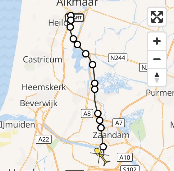 Vlucht Traumahelikopter PH-LLN van Alkmaar naar Amsterdam Heliport op donderdag 14 november 2024 15:24